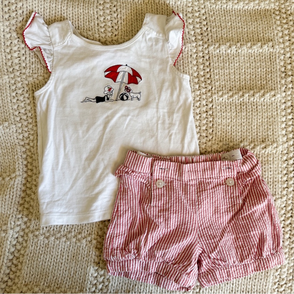 Janie & Jack, vintage pink tag, 2013 Cherry Beach shorts set 2T